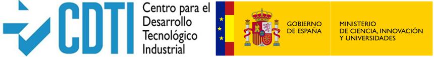 Logo CDTI. Centro para el Desarrollo Tecnológico Industrial i Gobierno de España. Ministerior de Ciencia, Innovación y Universidades