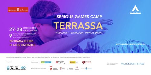 Imatge noi jove amb ulleres realitat virtual. I Serious Games Camp Terrassa. Videojocs-Tecnologia-Impacte social. 27-28 desetembre 2018 8:45-14:00 h. Vapor Universitari de Terrassa. Entrada lliure. Places limitades.www.seriousgamescamp.es.