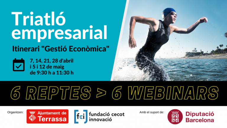 Nedadora corrents dins l'aigua. Triatló empresarial. Mòdul de gestió econòmica. Dates de totes les sessions.