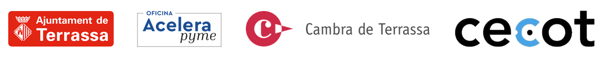 Logos Ajuntament de Terrassa, Oficina Accelera Pime, Cambra de Terrassa i patronal CECOT