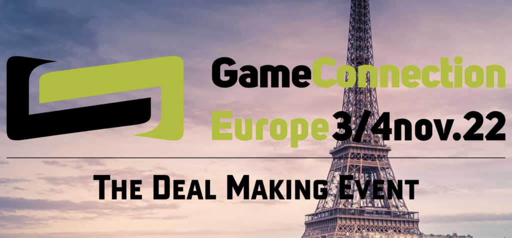 Imatge torre Eiffel de fons. Game Connection Europe 3/4 nov.22 The Deal Making Event