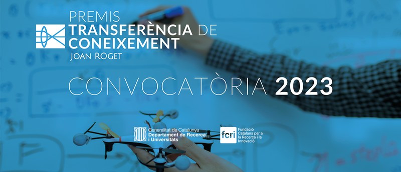 Premis a la Transferència i el Coneixement Joan Roget, amb els logos de la generalitat i fcri