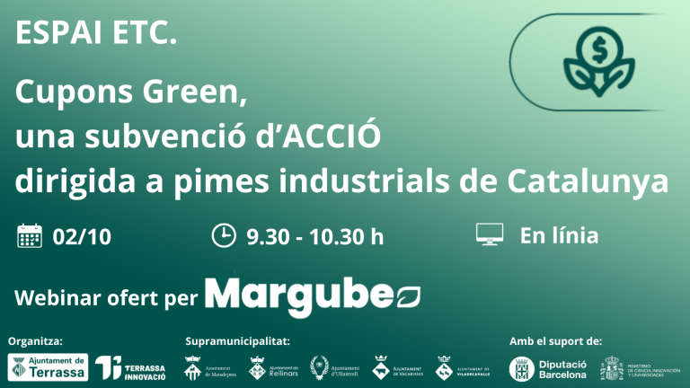Cupons Green, una subvenció d'ACCIÓ dirigida a pimes industrials de Catalunya