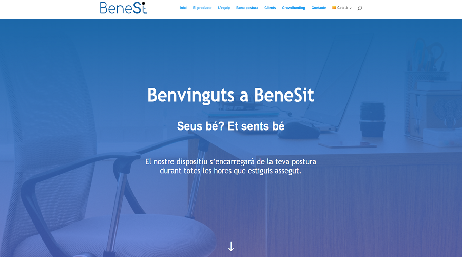 Pantalla d'inici de la pàgina de la precampanya de Benesit